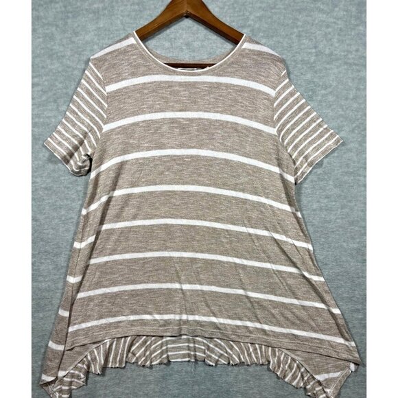 Soft Surroundings Aligned Tunic Womens XL Heavenly Soft Amata Oatmeal Stripe‎ - Picture 1 of 4